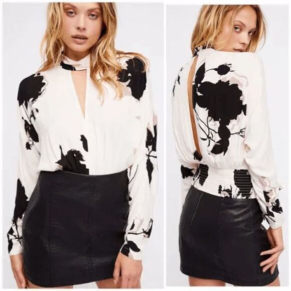 Free People Say You Love Me Printed Blouse in Ivory size Small - Picture 1 of 9